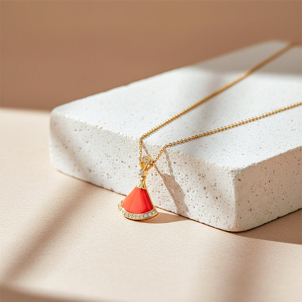 Golden Orange Pendant Necklace GWN -159