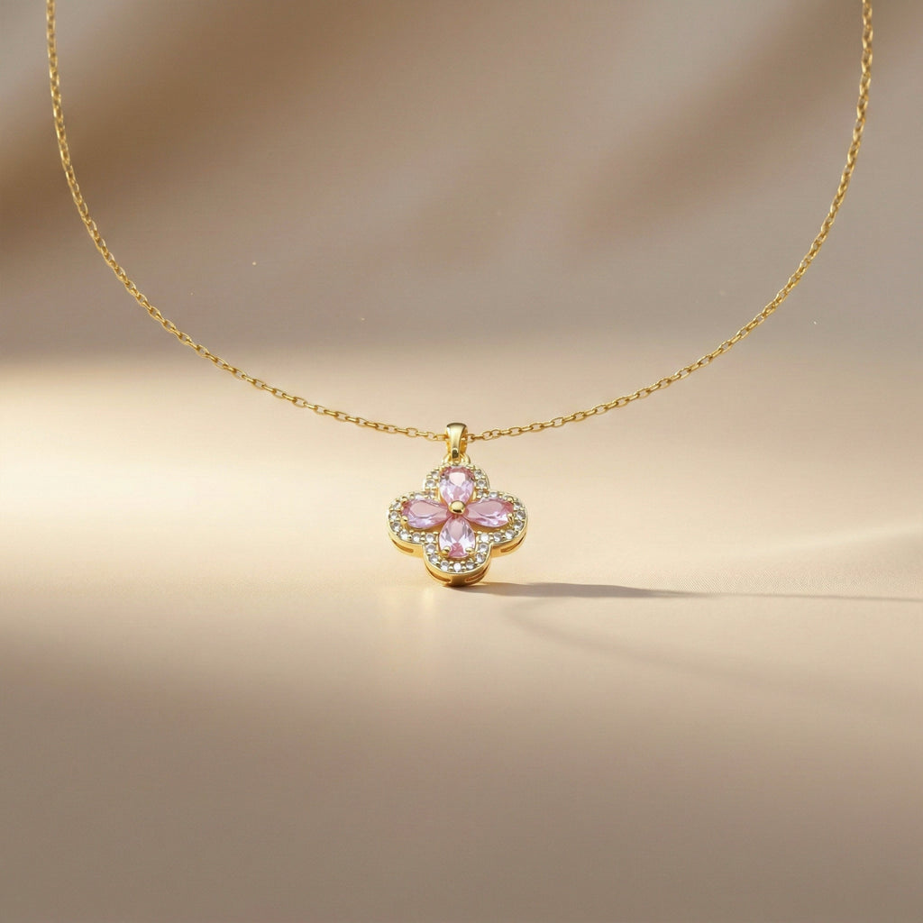 Pink Blossom Stone Pendant Necklace GWN -109