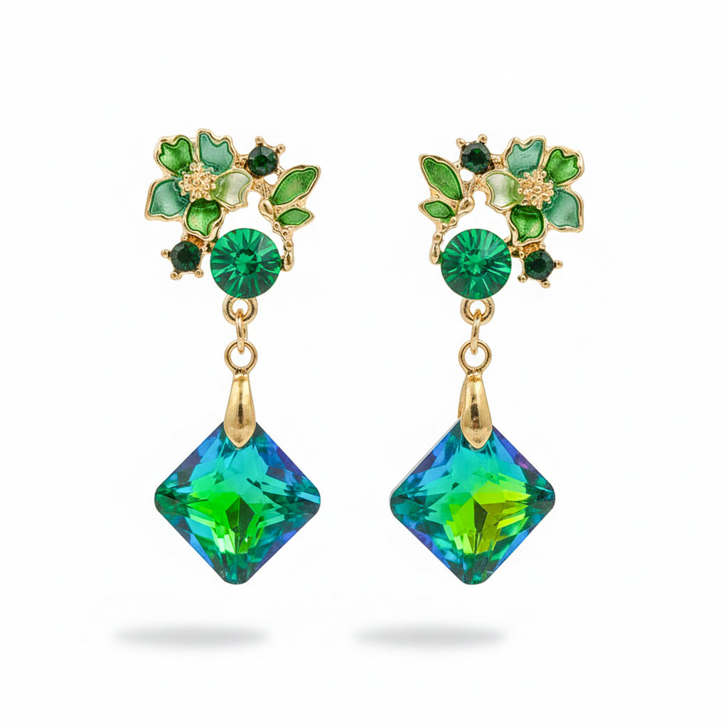Green Floral Earrings GWE -203