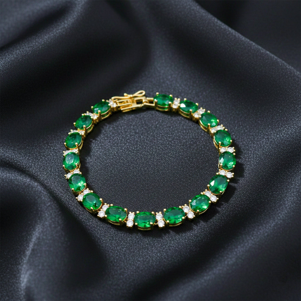 Emerald Green Oval Tennis Bracelet GWB -138