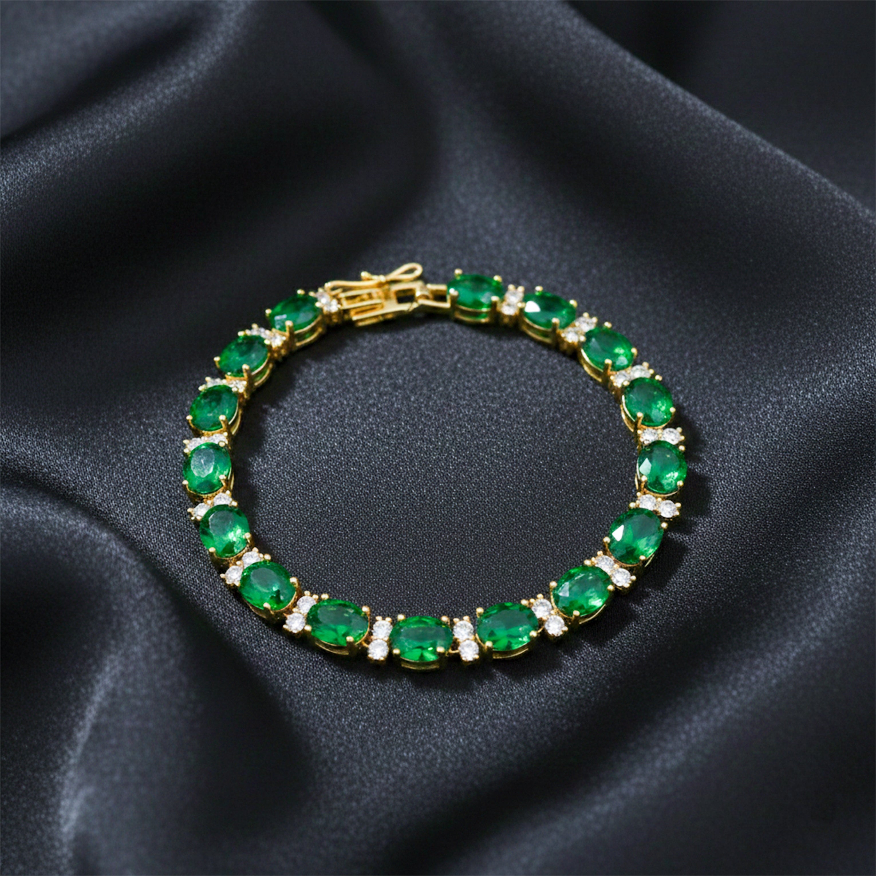 Emerald Green Oval Tennis Bracelet GWB -138
