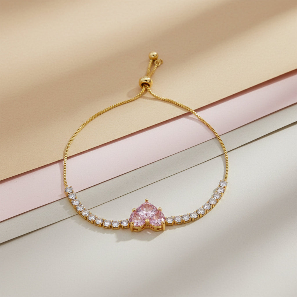 Pink Heart Adjustable Bracelet GWB -117