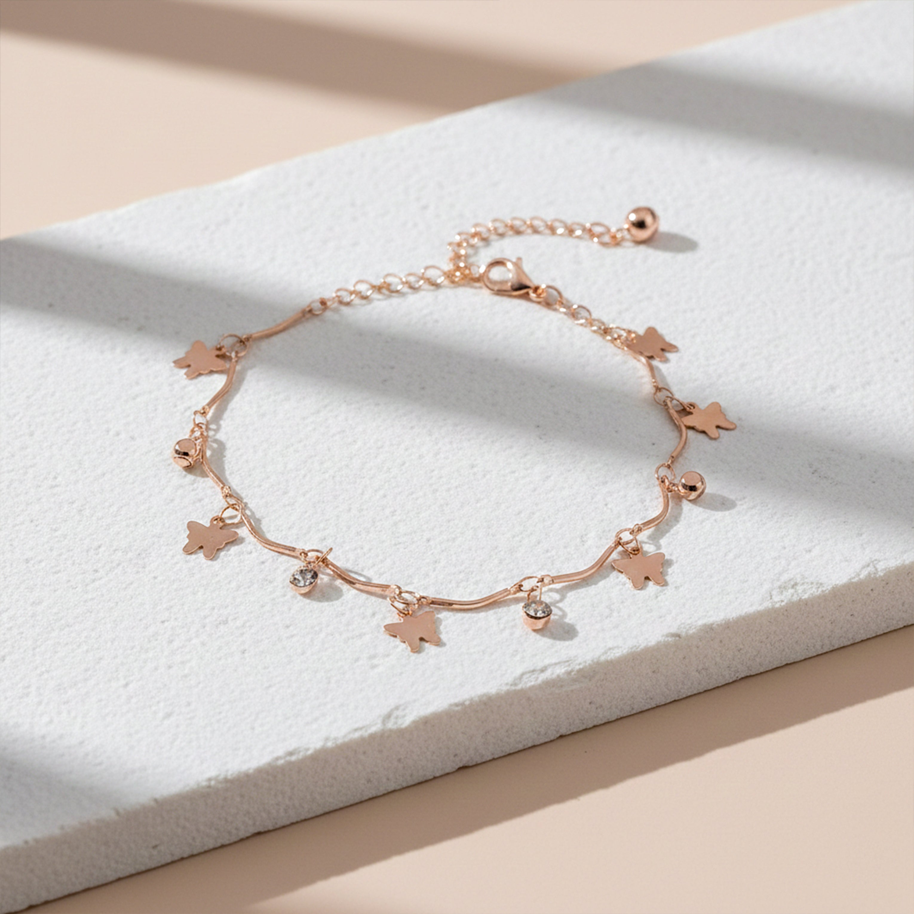 Gold Butterfly Charm Anklet GWA -44