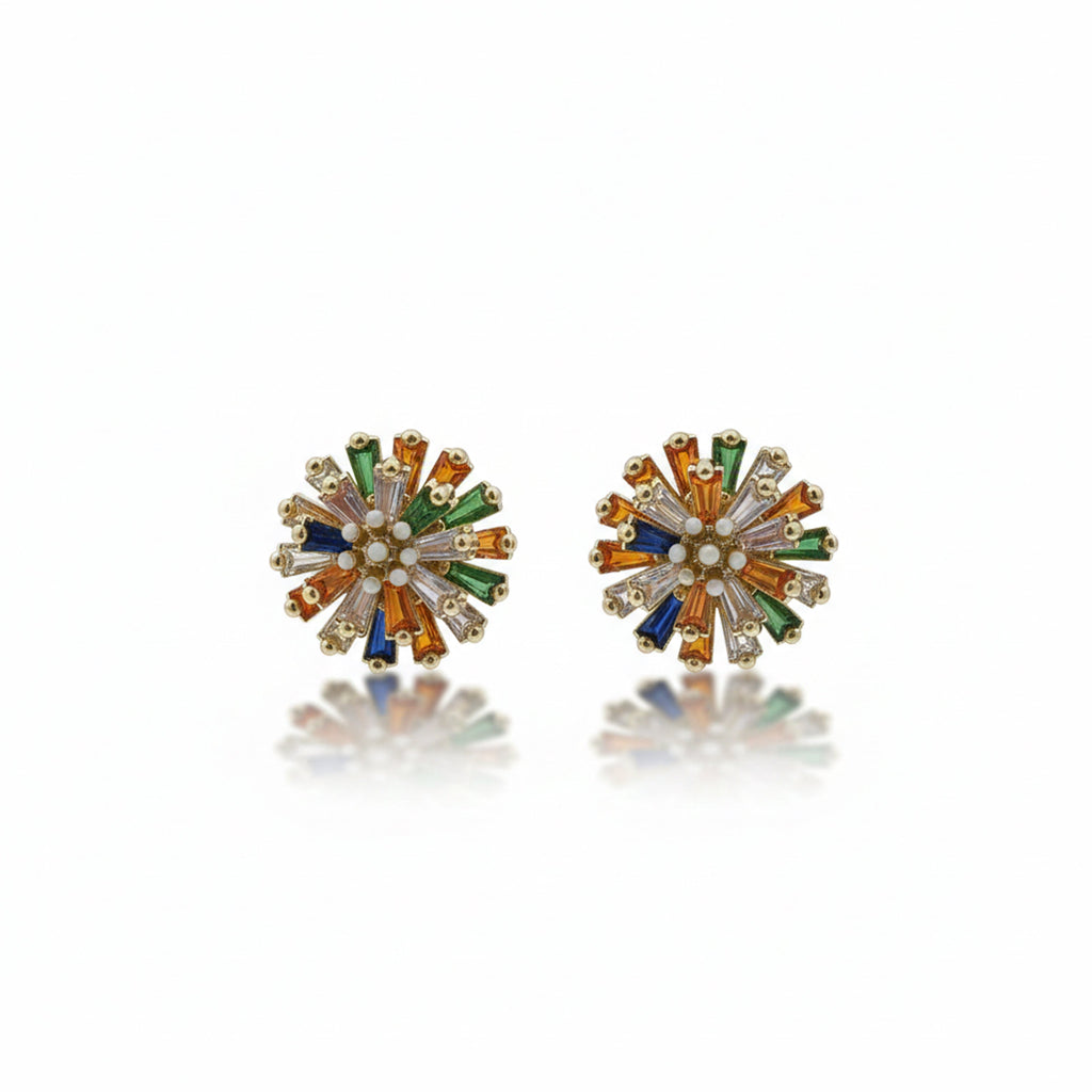 Multicolor Crystal Floral Stud Earrings GWE -149
