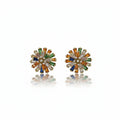 Multicolor Crystal Floral Stud Earrings GWE -149