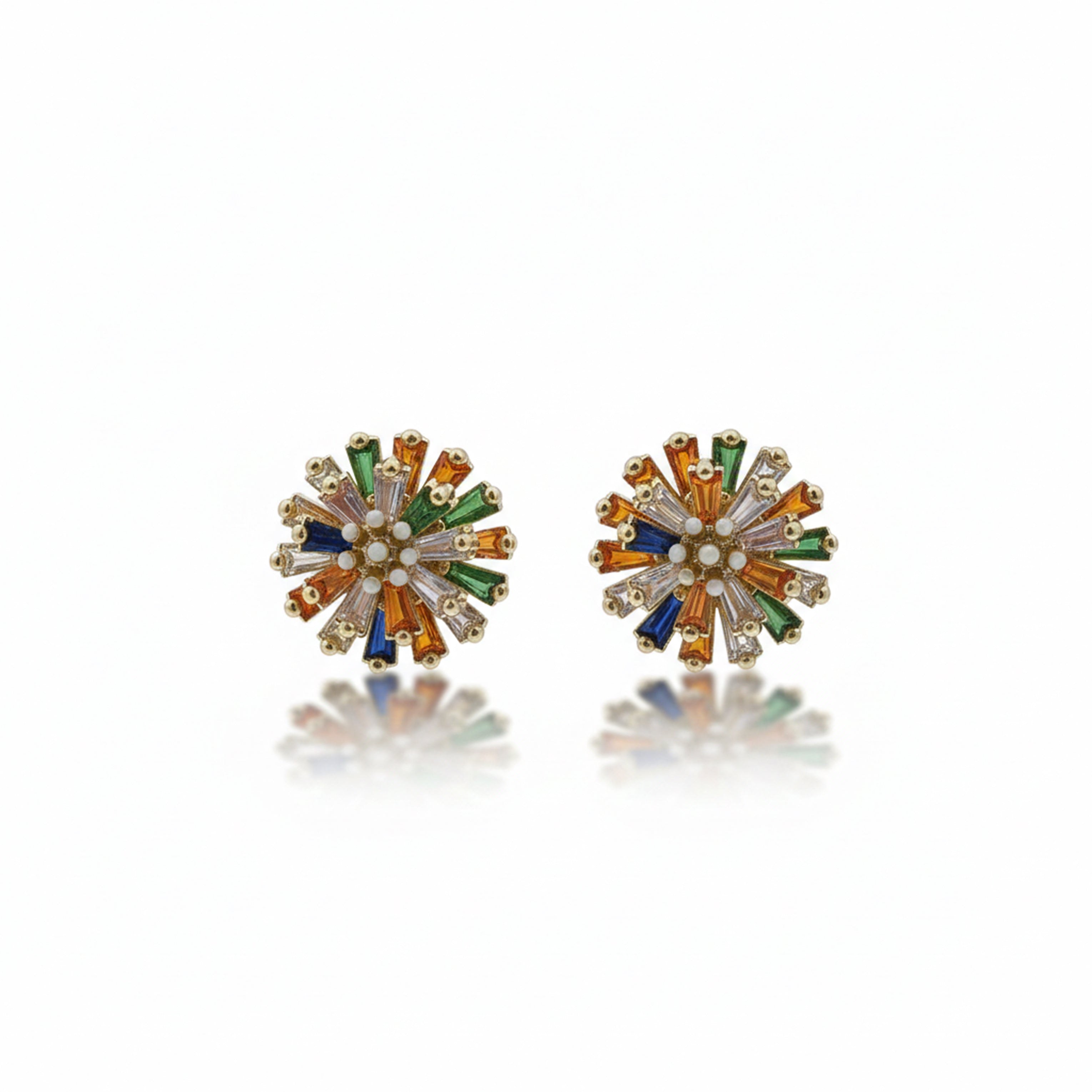 Multicolor Crystal Floral Stud Earrings GWE -149