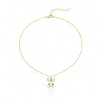 Crystal Bow Drop Gold Necklace GWN -136