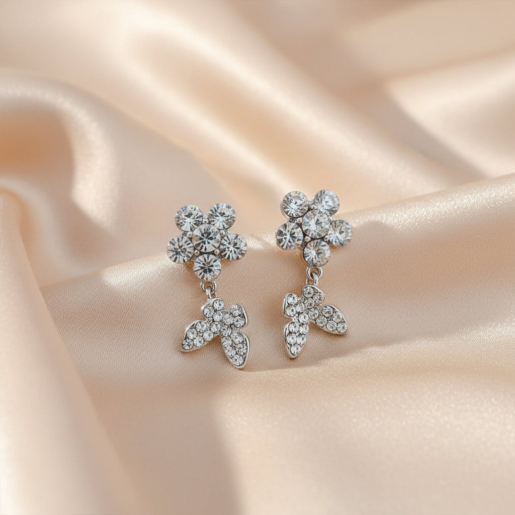 Floral Sparkle Drop Earrings GWE -106