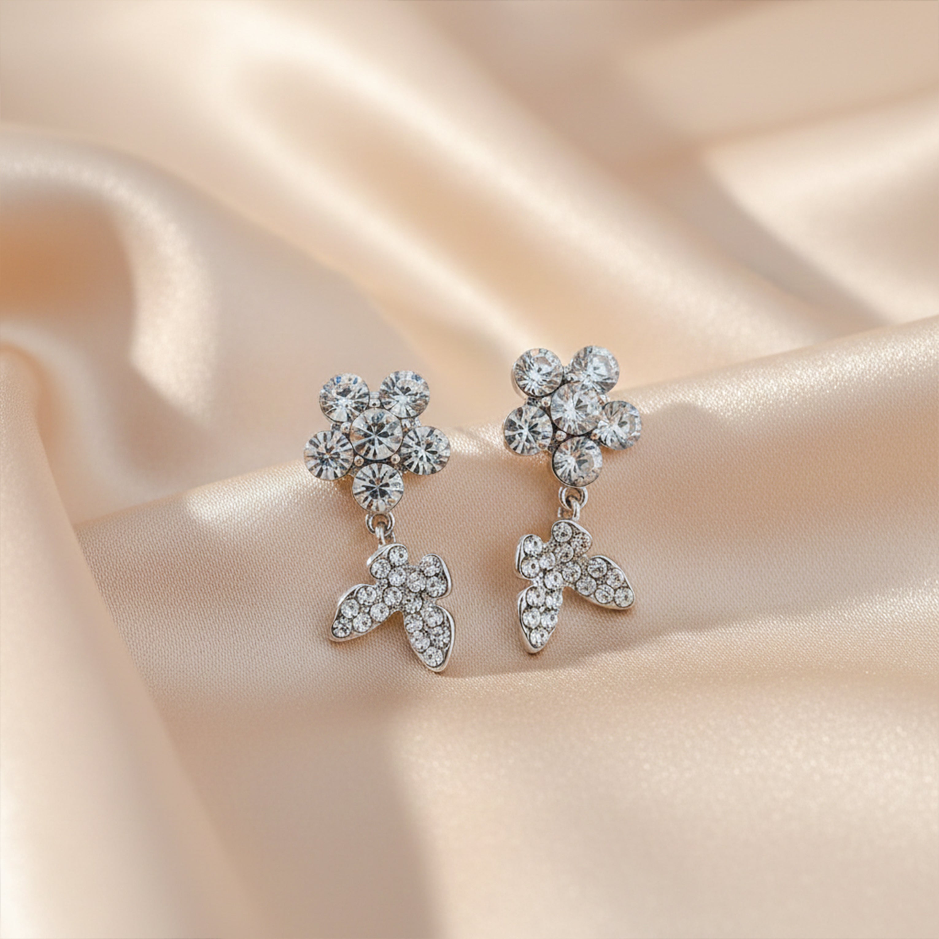 Floral Sparkle Drop Earrings GWE -106