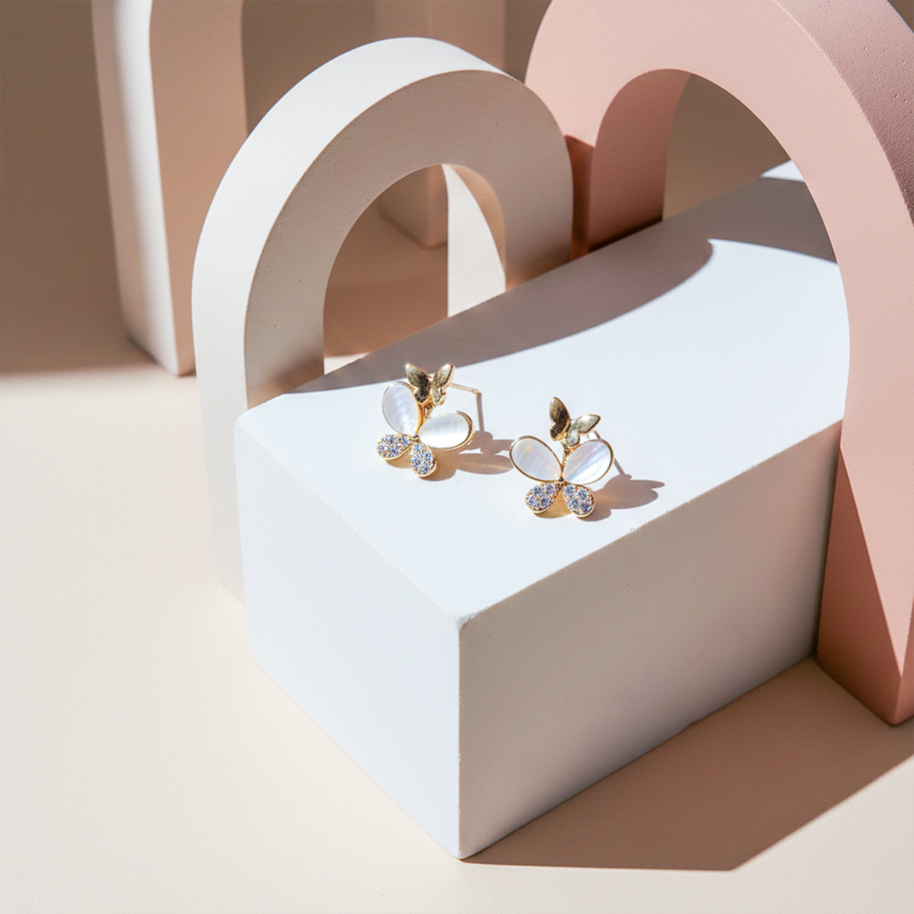 Golden Butterfly Bloom Studs GWE -109