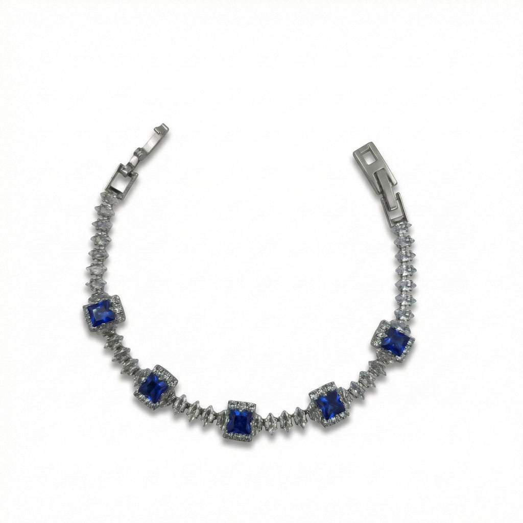 Blue Princess Halo Tennis Bracelet GWB -132
