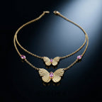 Double-Layered Golden Butterfly Women Neckless GWN -113