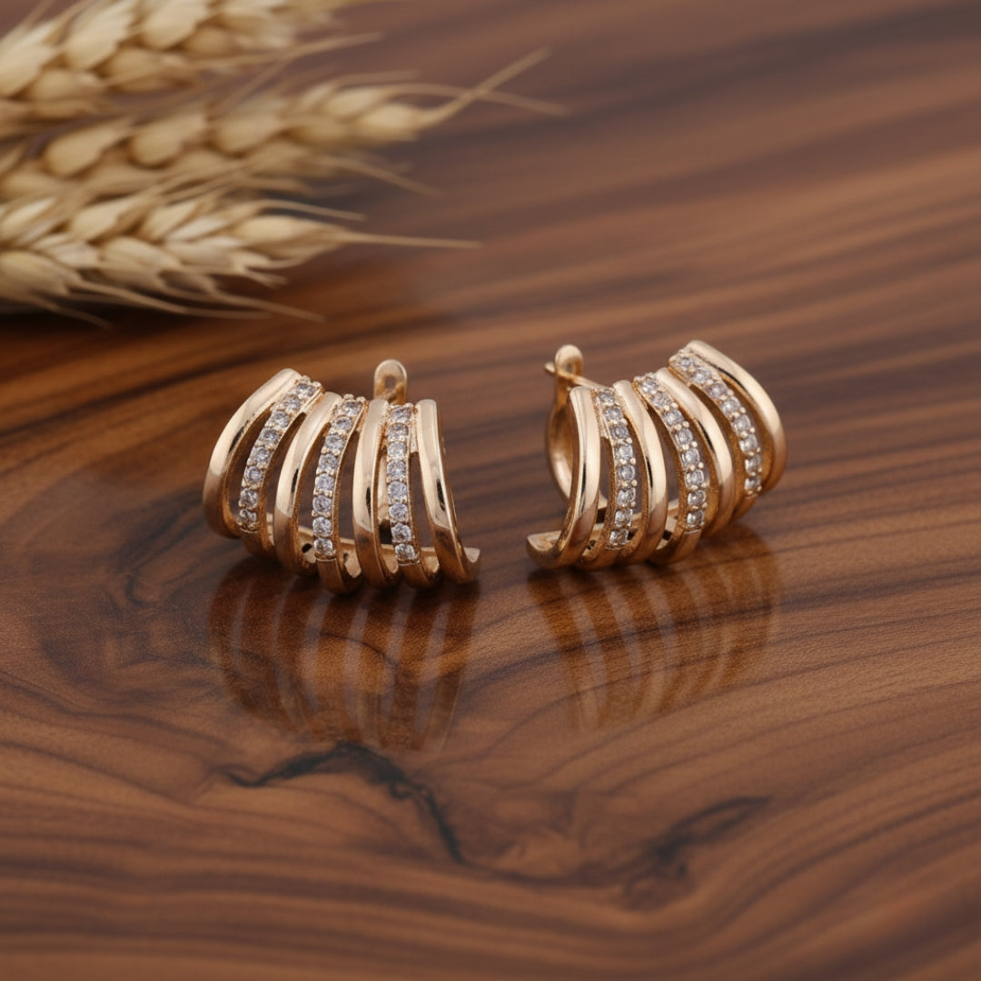 Golden Wave Studs Earring GWE -6