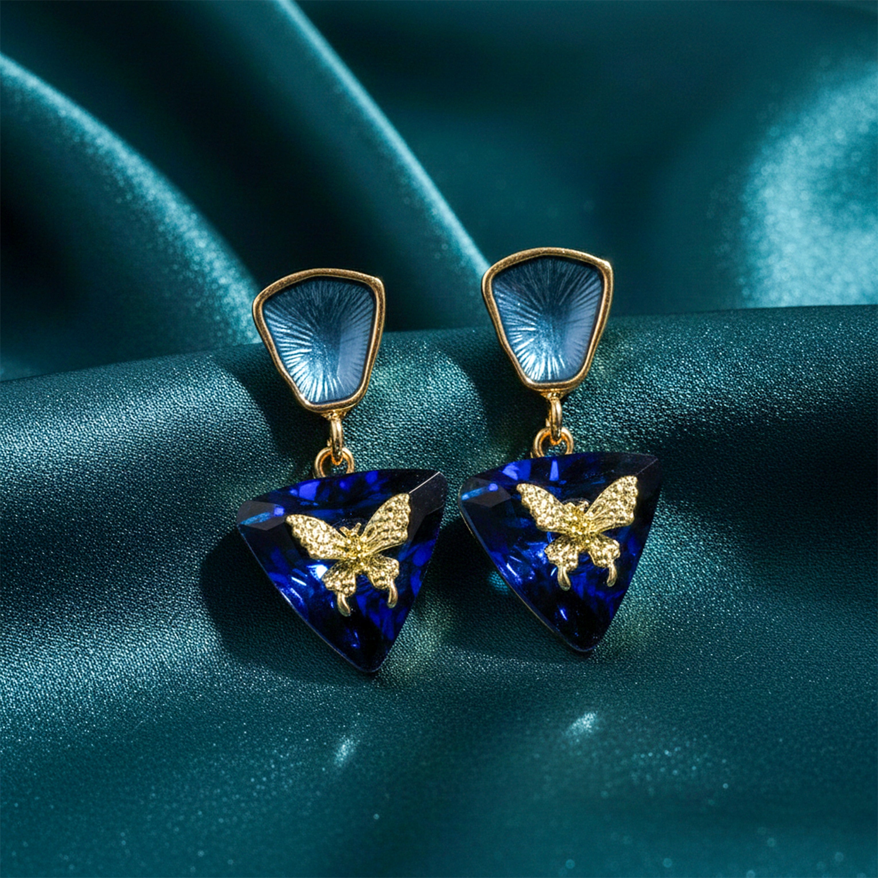 Blue Butterfly Crystal Earrings GWE -223