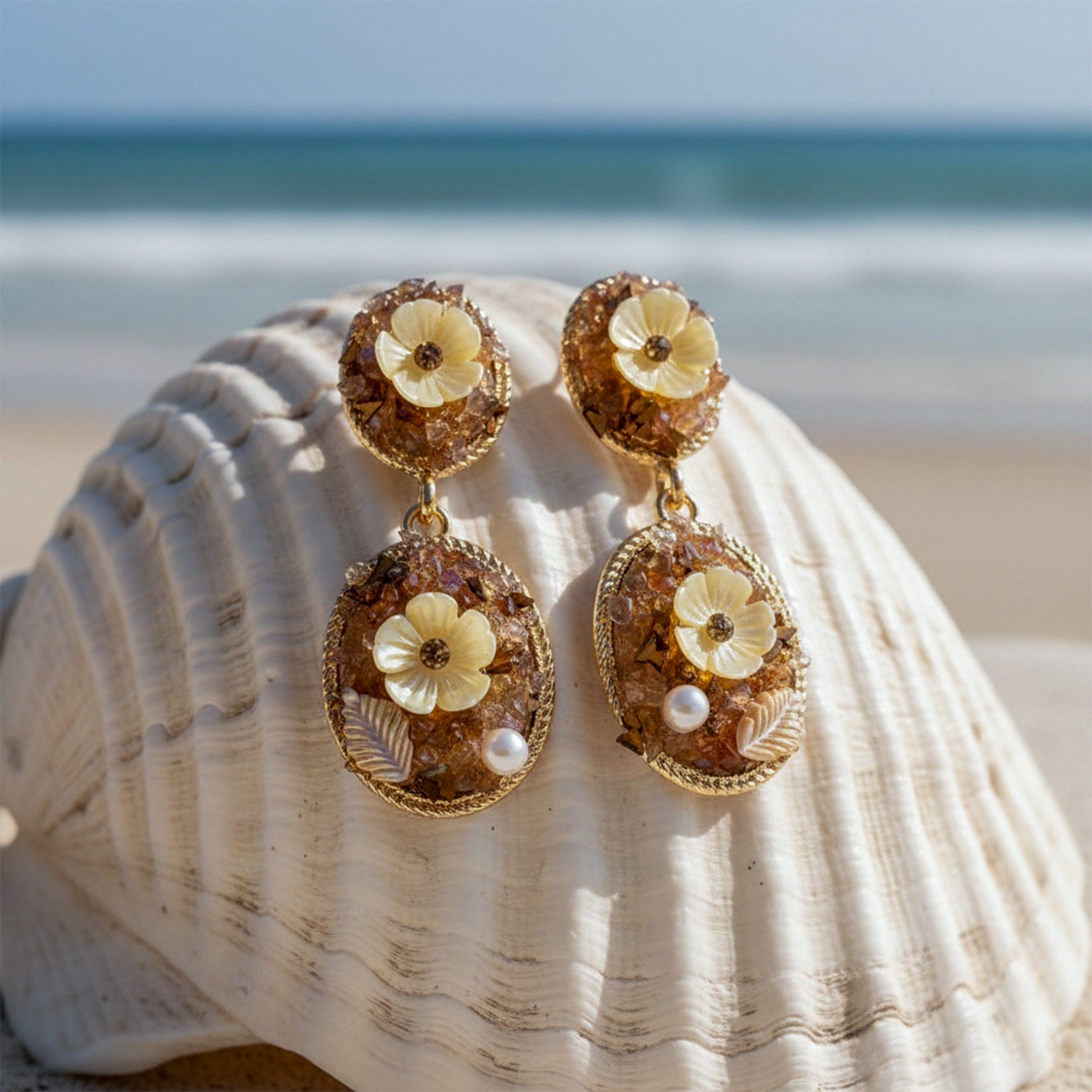 Golden Floral Earrings GWE -246