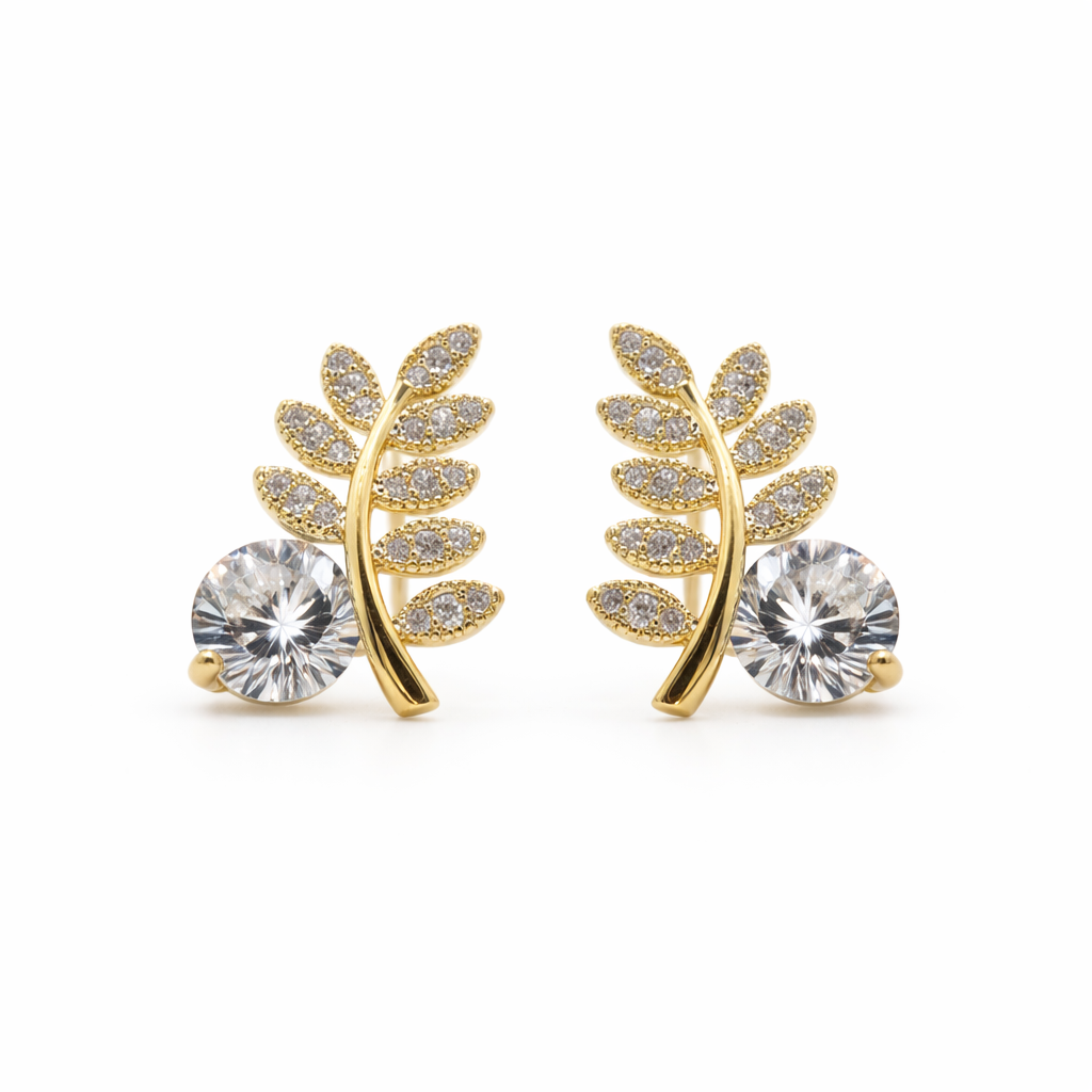 Golden Fern Sparkle Studs GWE -103