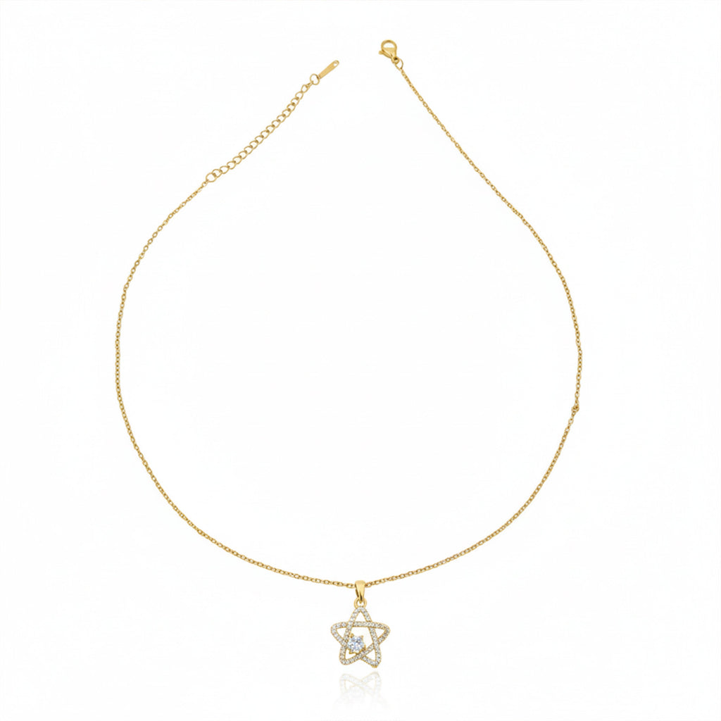Crystal Star Charm Pendant Necklace GWN -115