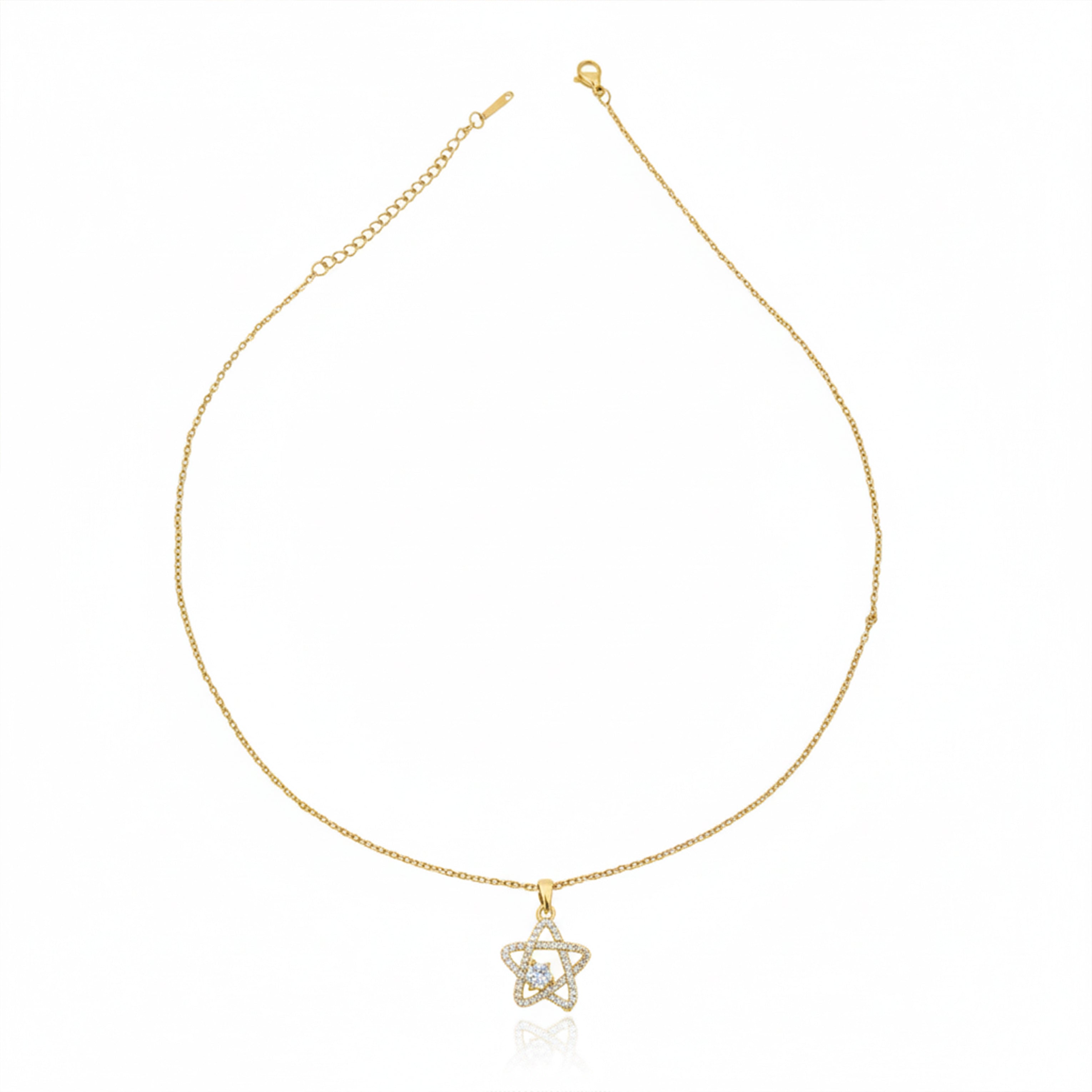 Crystal Star Charm Pendant Necklace GWN -115