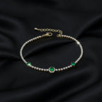 Gold Emerald Halo Tennis Bracelet GWB -104
