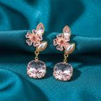 Blush Floral Crystal Earrings GWE -235