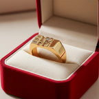 Men’s Gold-Tone Geometric Studded Ring GMR -18