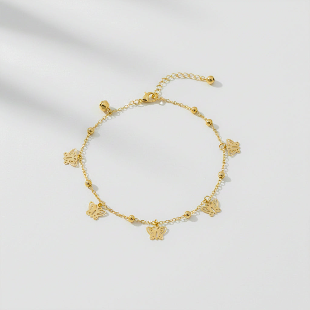Gold Butterfly Charm Anklet GWA -49