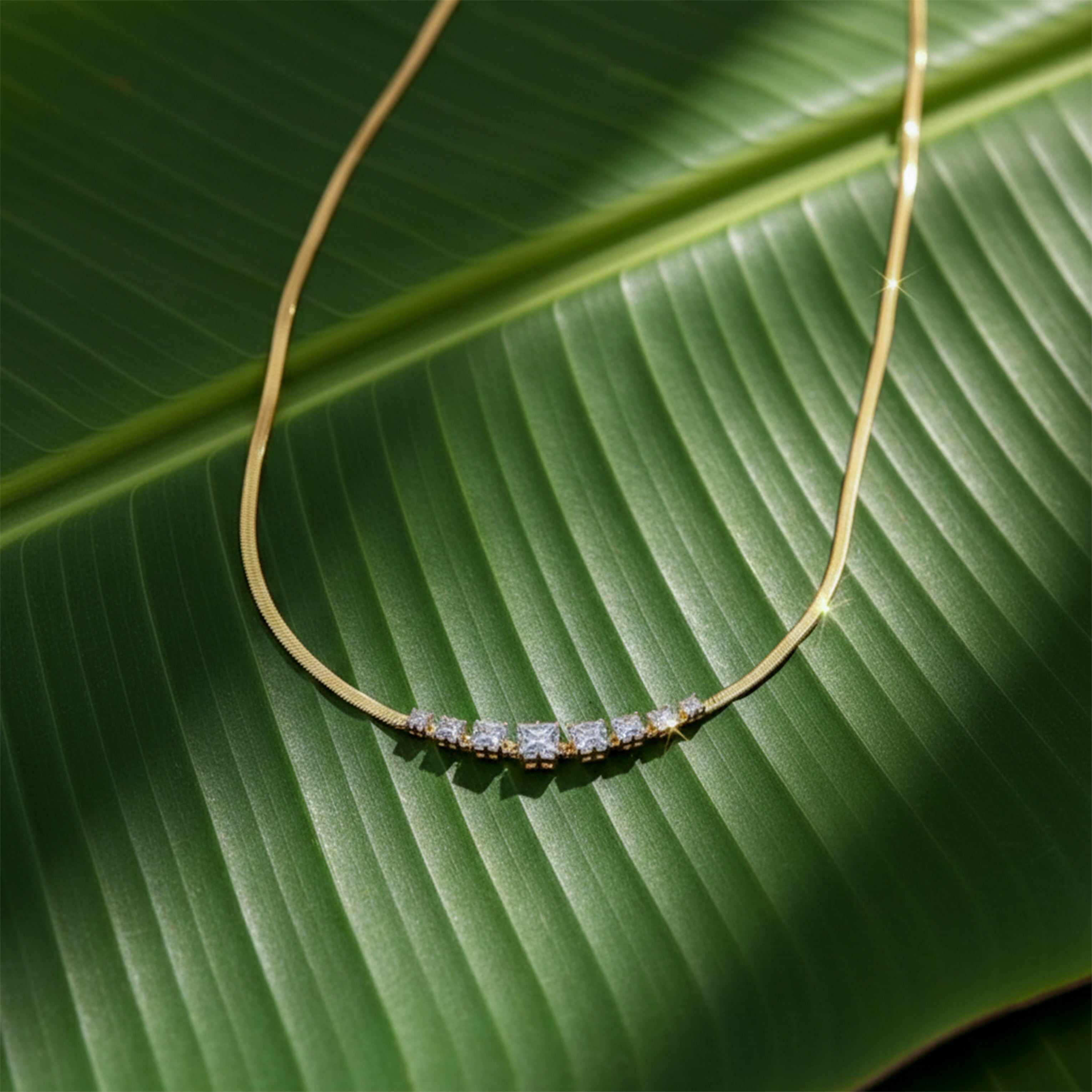 Crystal Bar Herringbone women Neckless GWN -128
