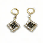 Black & White Crystal Square Drop Earrings GWE -150