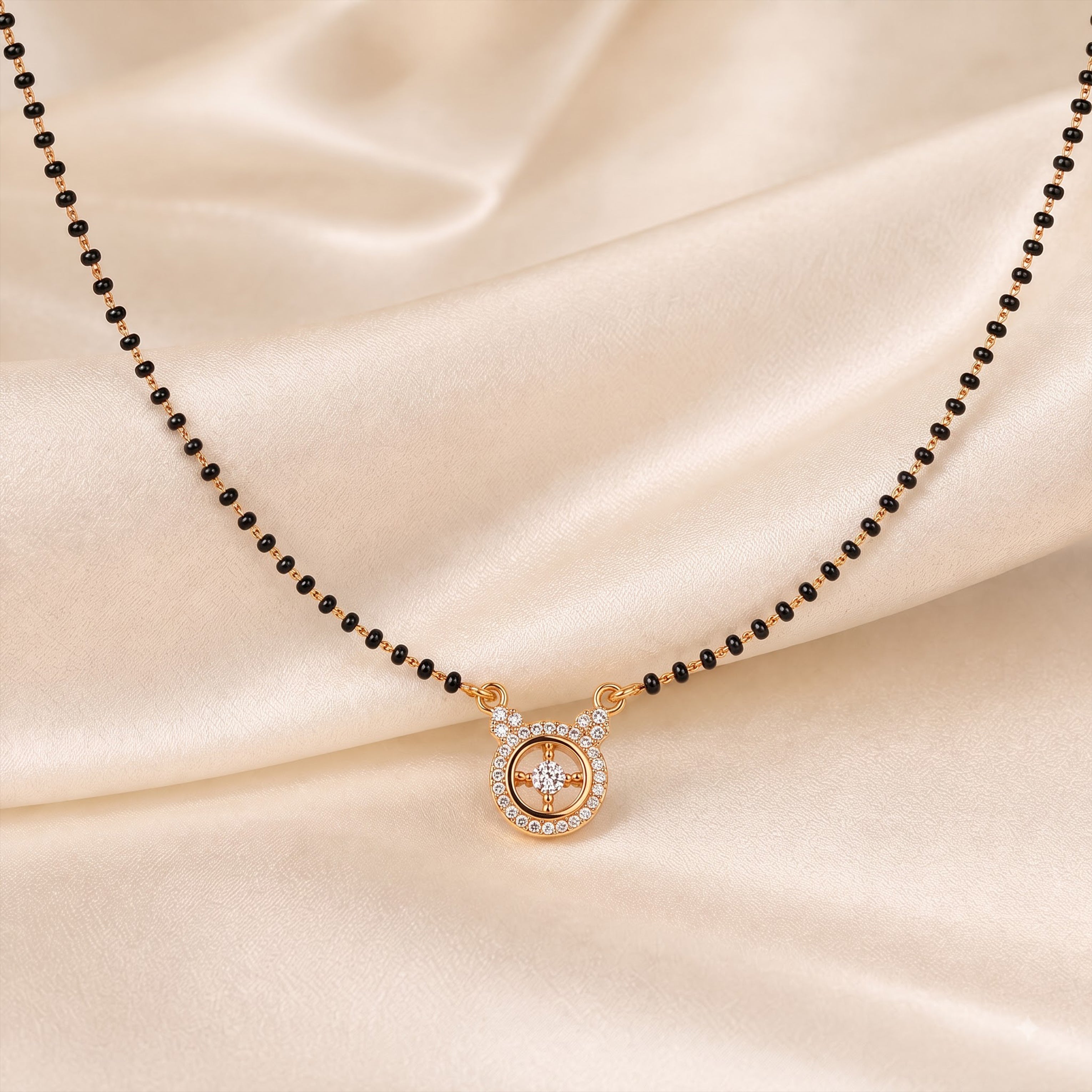 Rose Gold Circular Stone Mangalsutra GM -56