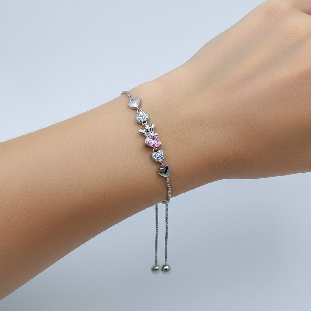 Pink Heart Bow Bracelet GWB -155