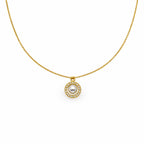 Golden Pearl Halo Elegance Necklace GWN -57