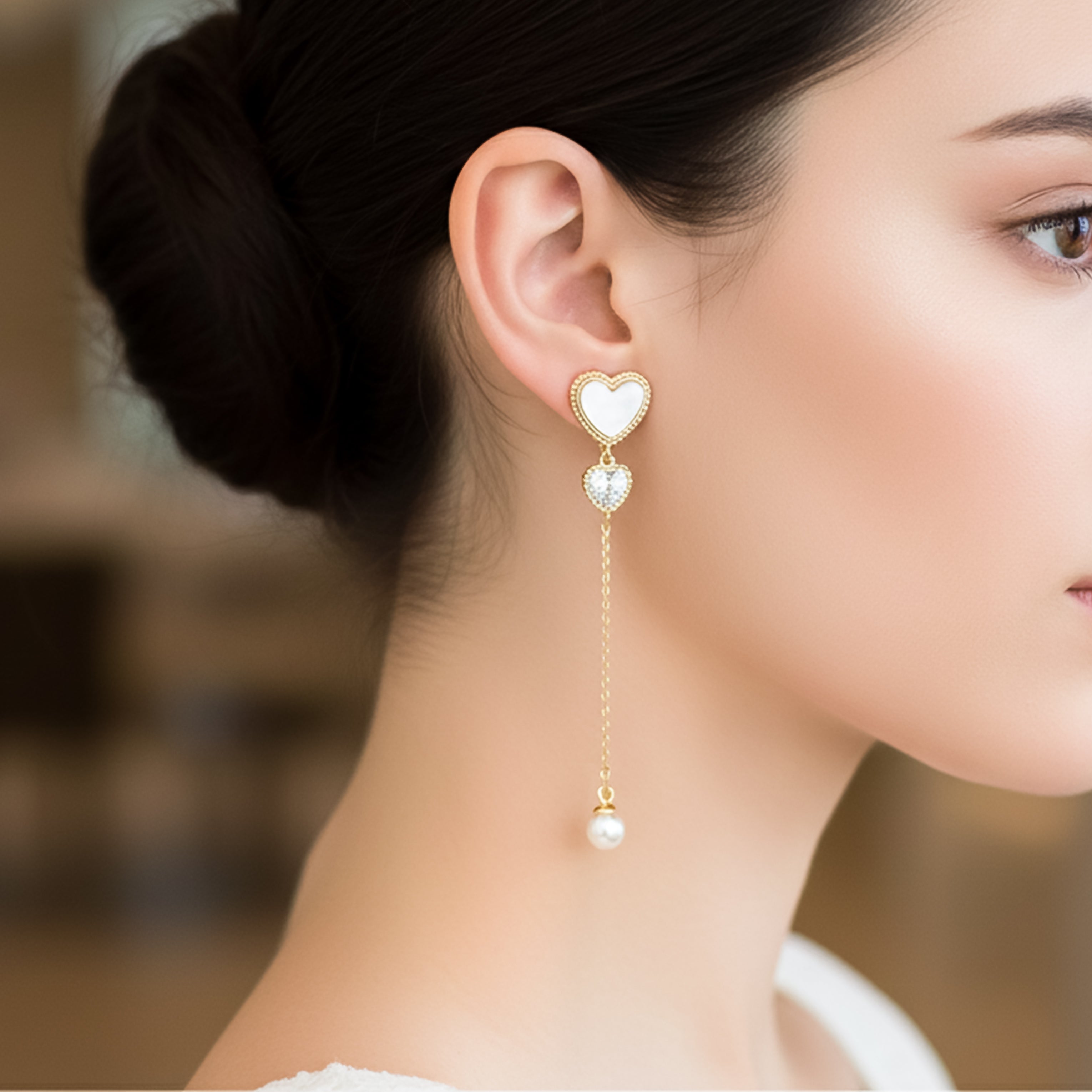 Pearl Chain Drop Earrings GWE -87