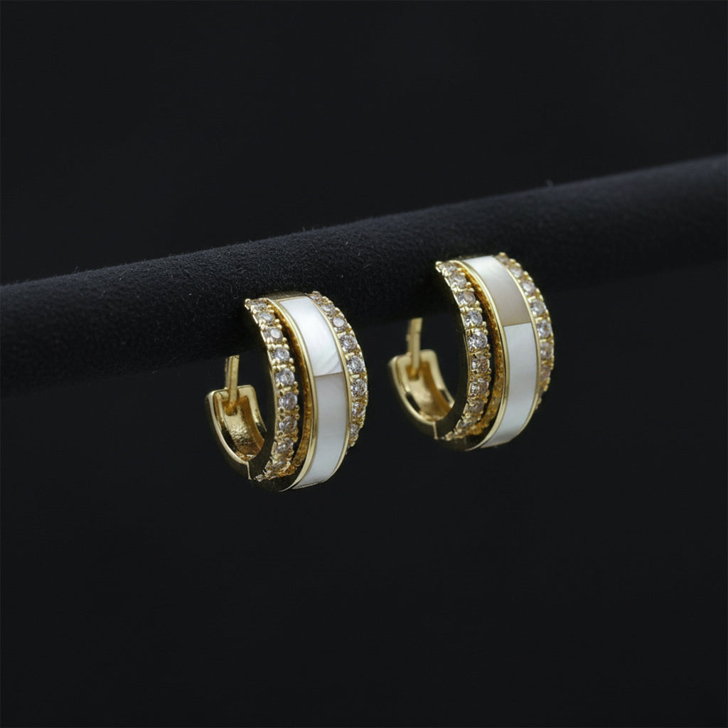 Mother-of-Pearl Crystal Hoop Earrings GWE -158