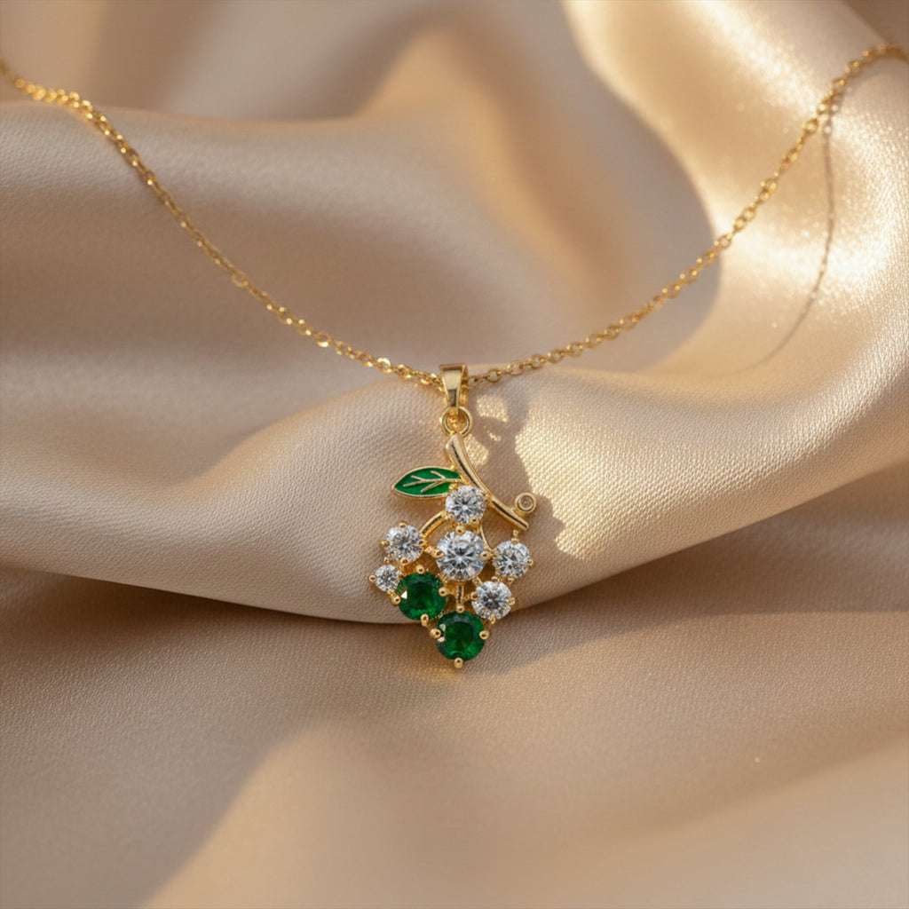 Emerald Grape Charm Pendant Necklace GWN -111