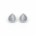 Grey Heart Halo Stud Earrings GWE -93
