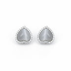Grey Heart Halo Stud Earrings GWE -93