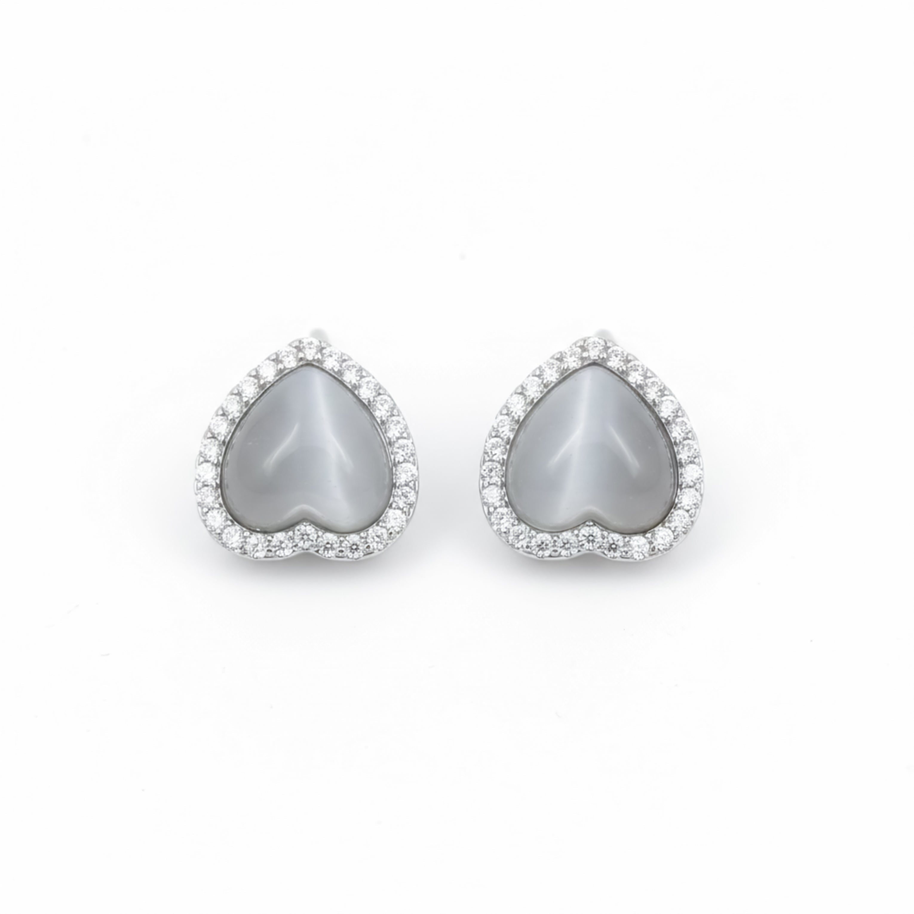 Grey Heart Halo Stud Earrings GWE -93