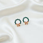 Emerald Wreath Bow Stud Earrings GWE -118