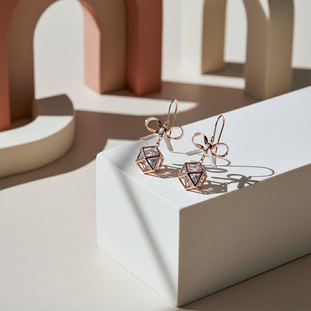 Rose Gold Bow Earrings GWE -120