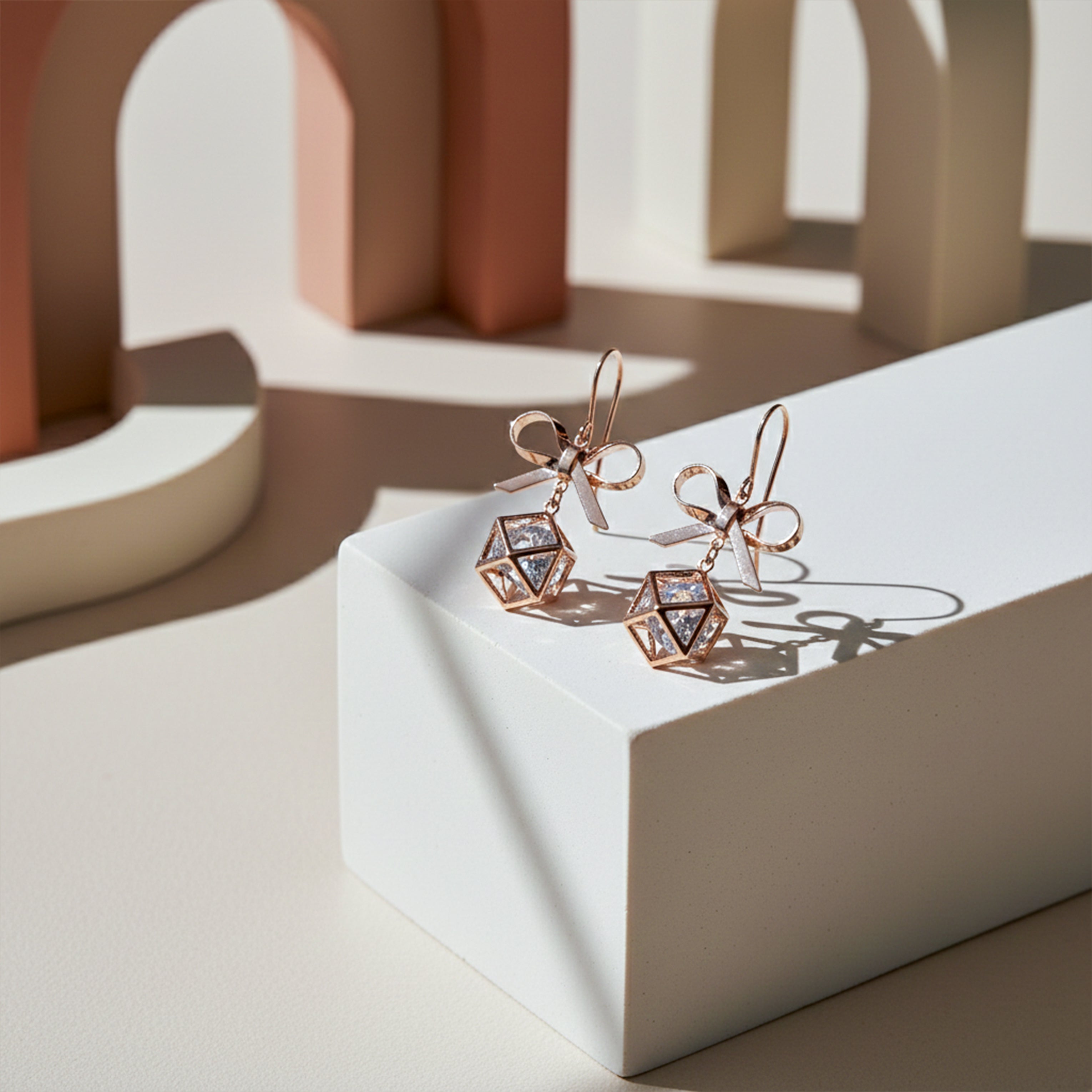 Rose Gold Bow Earrings GWE -120