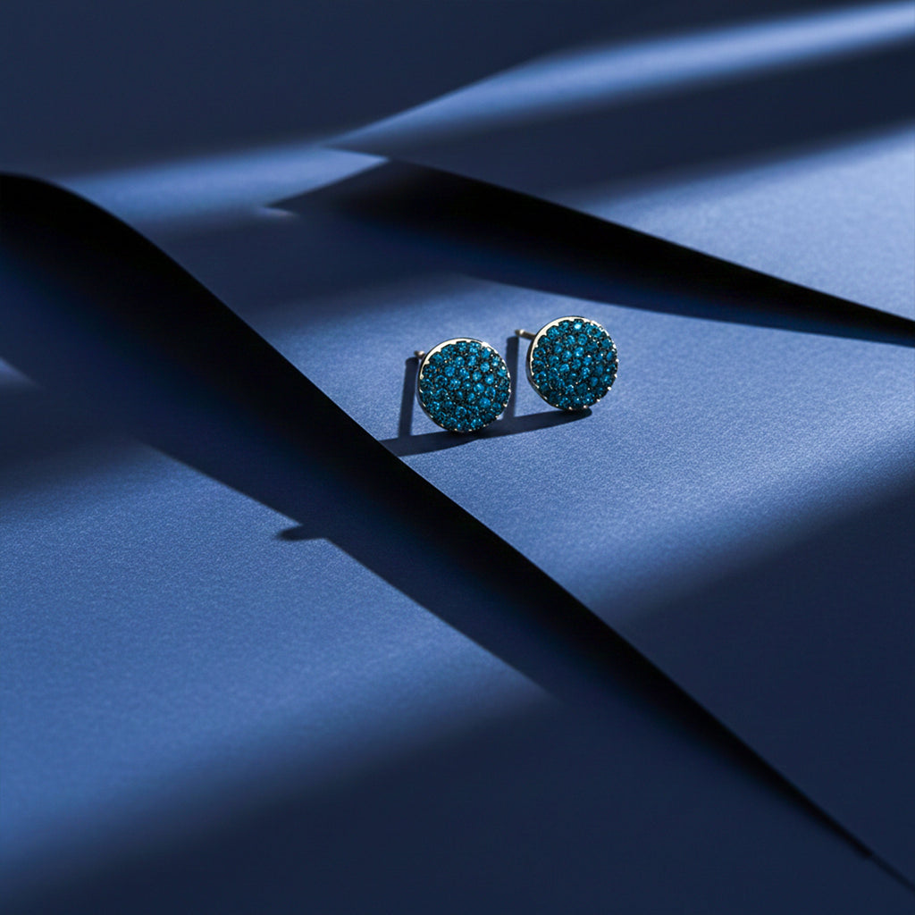 Midnight Blue Pavé Stud Earrings GWE -95