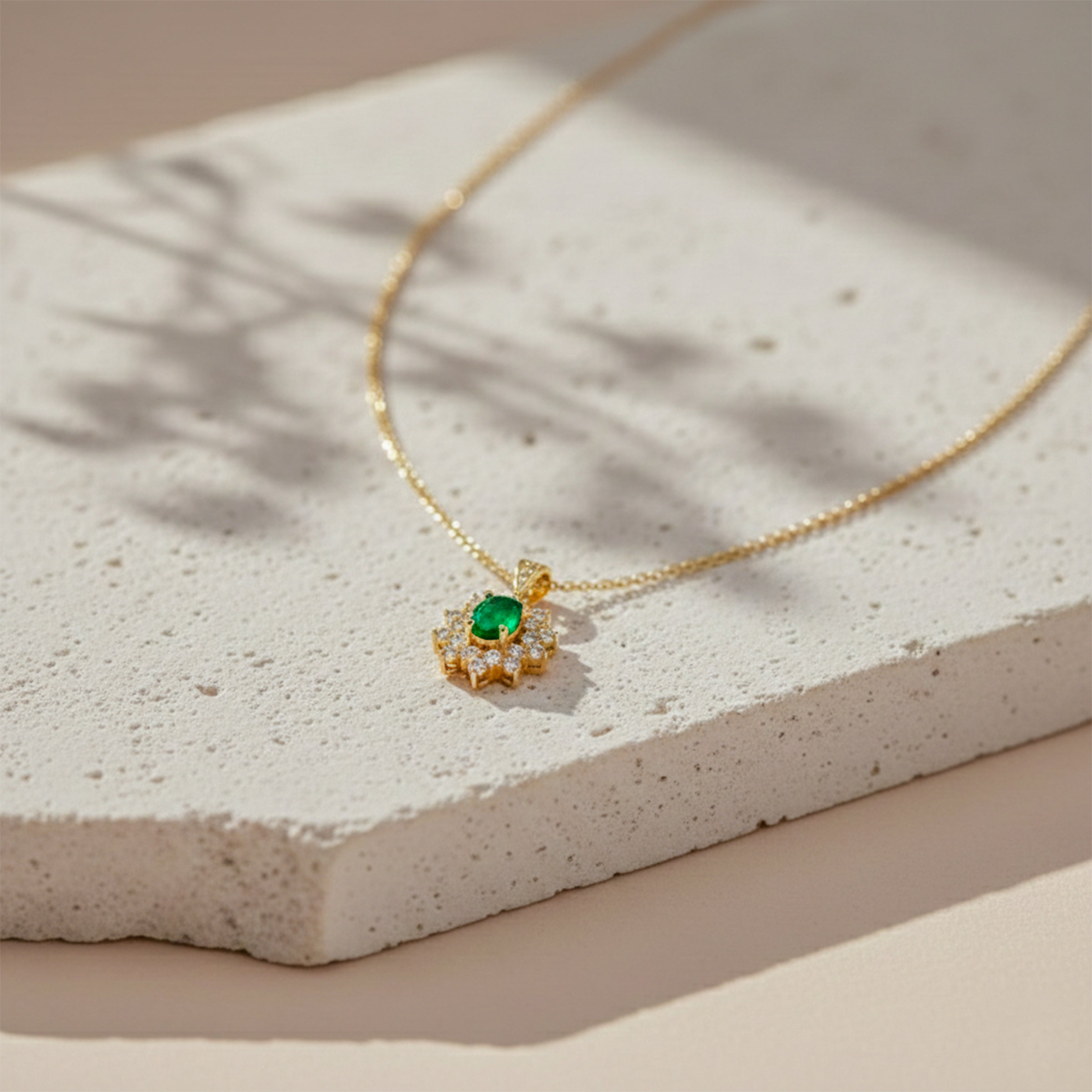 Emerald-Cut Green Gemstone Women Neckless GWN -92