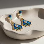 Royal Blue Floral Earrings GWE -234