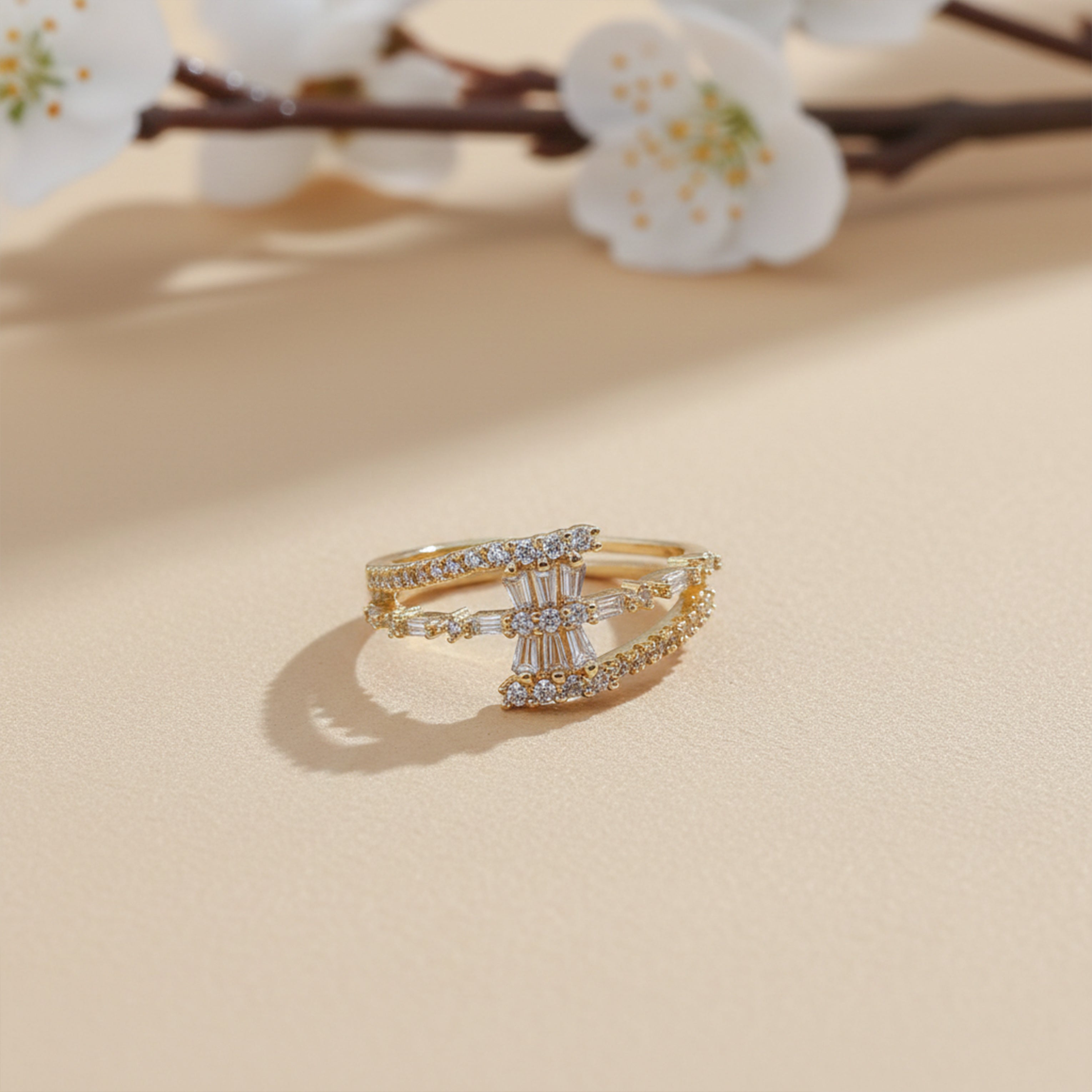 Golden Starburst Adjustable Ring GWR -82