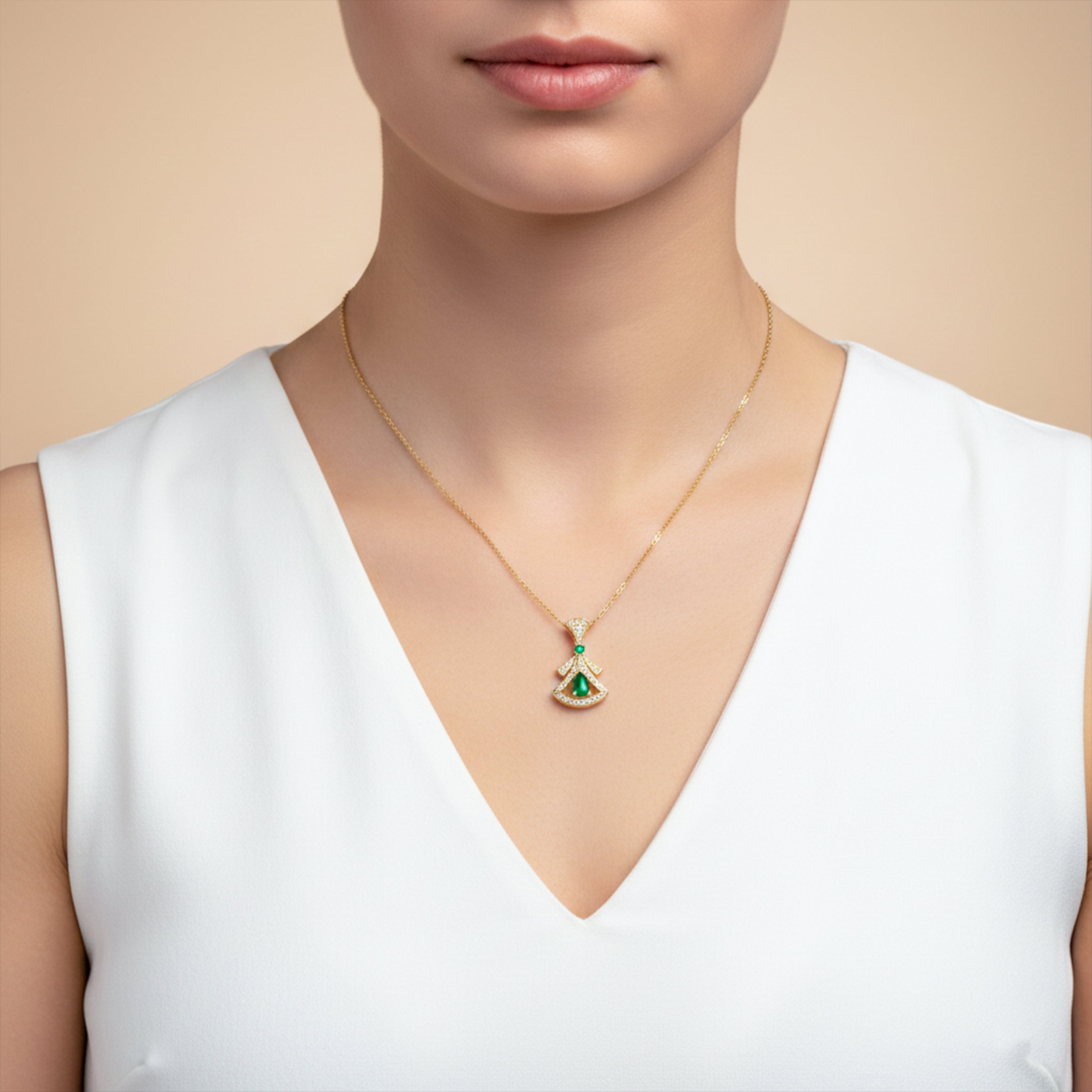 Emerald Drop Designer Pendant Necklace GWN -102