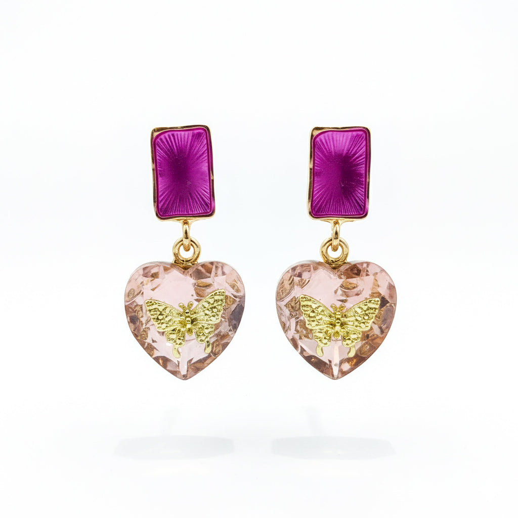 Purple & Heart, Butterfly Earrings GWE -216