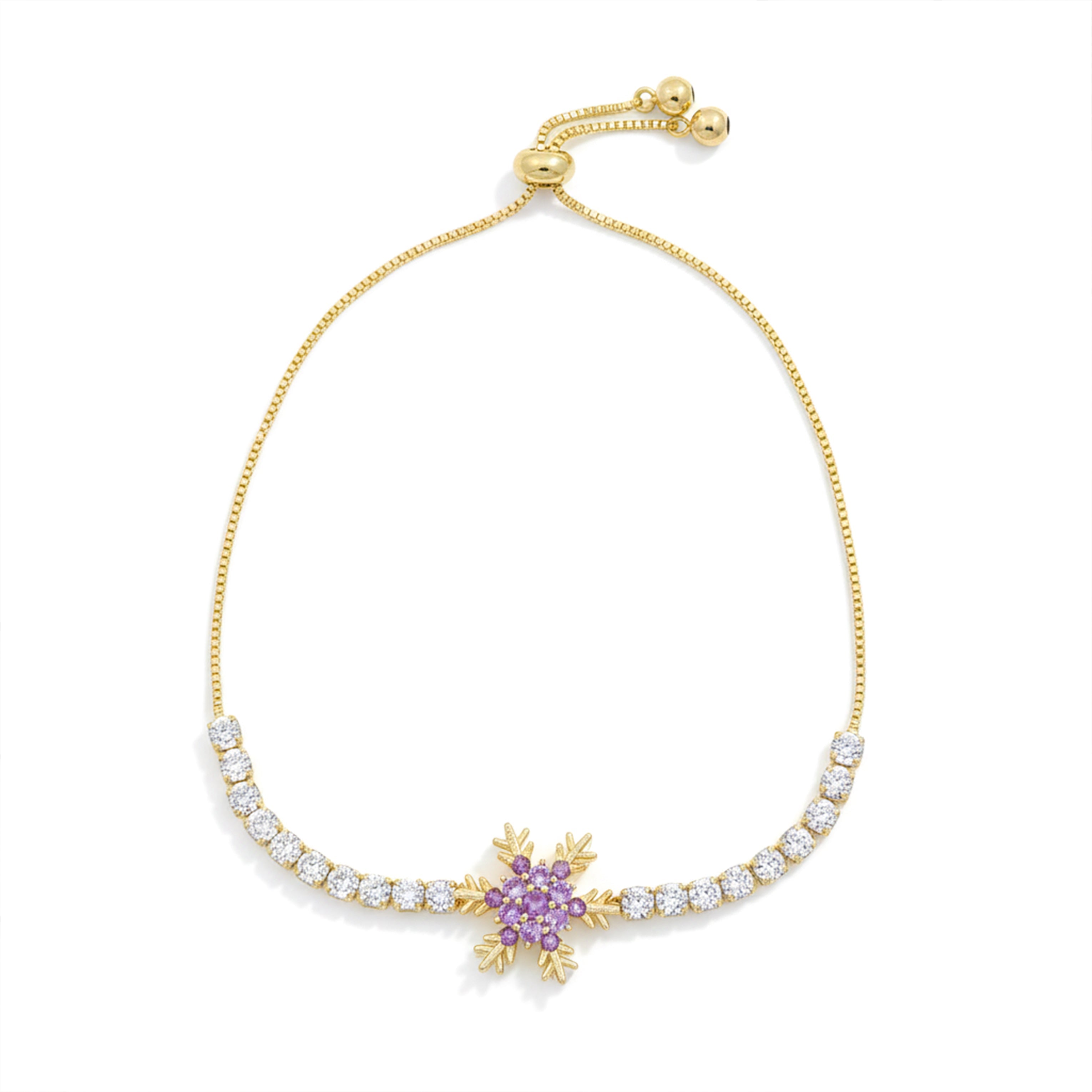 Purple Snowflake Adjustable Bracelet GWB -116
