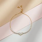 Golden Sparkle Heart Adjustable Bracelet GWB -114