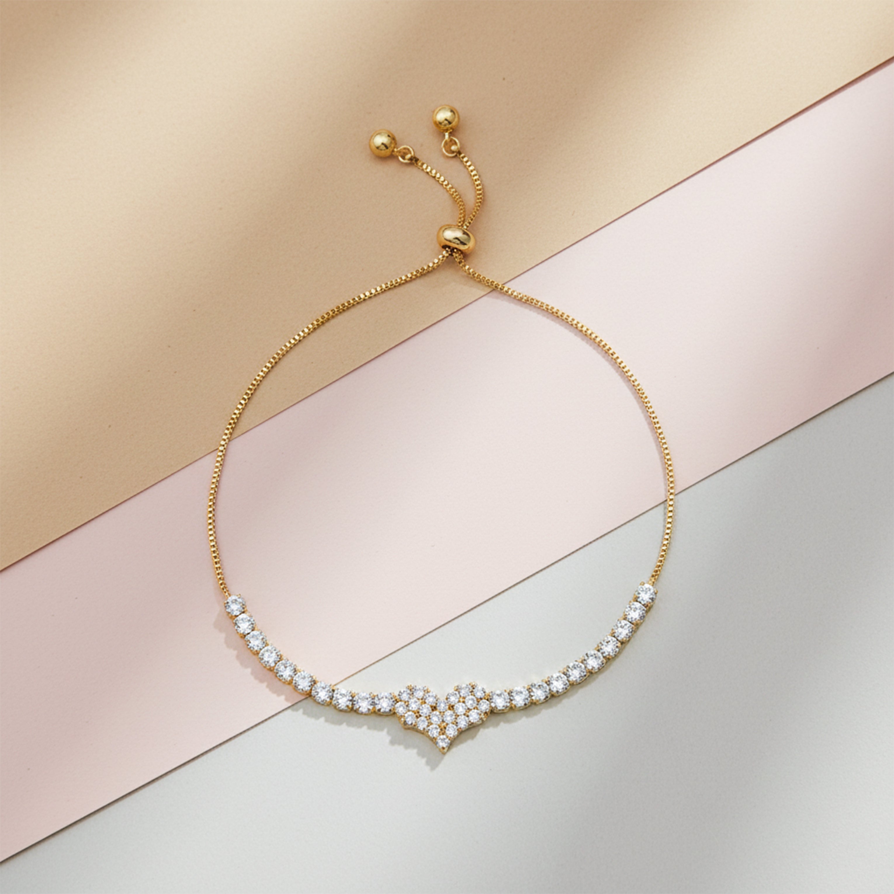 Golden Sparkle Heart Adjustable Bracelet GWB -114