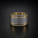 Men’s Gold-Tone Silver Textured Ring GMR -13